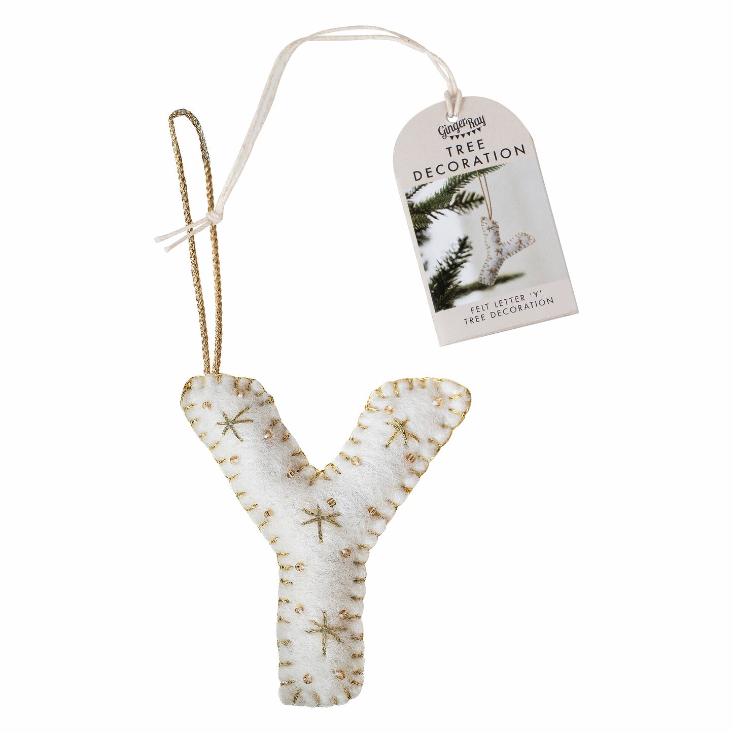 Alphabet Initial Embroidered Felt Christmas Tree Decoration