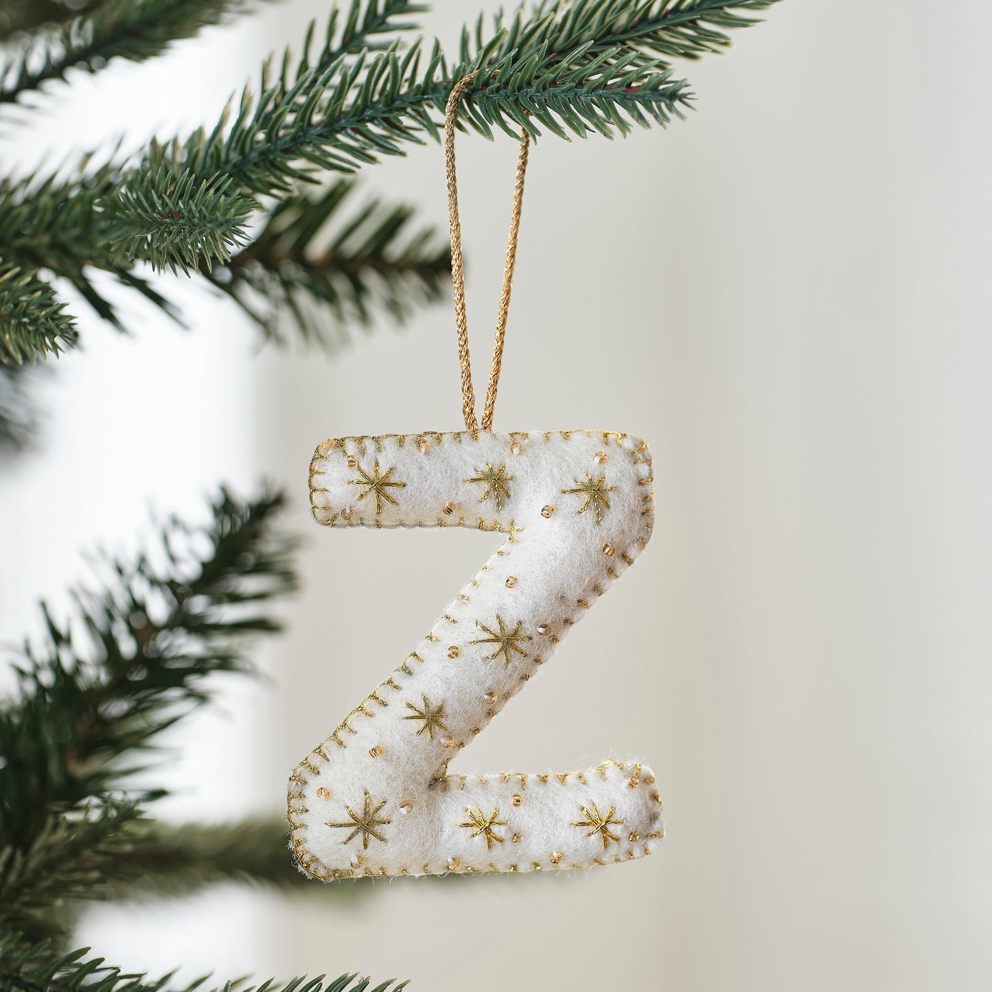 Alphabet Initial Embroidered Felt Christmas Tree Decoration