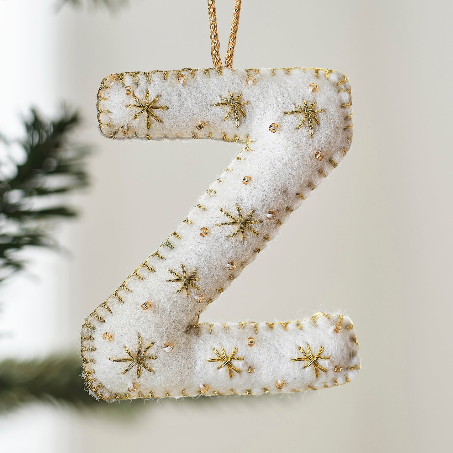 Alphabet Initial Embroidered Felt Christmas Tree Decoration