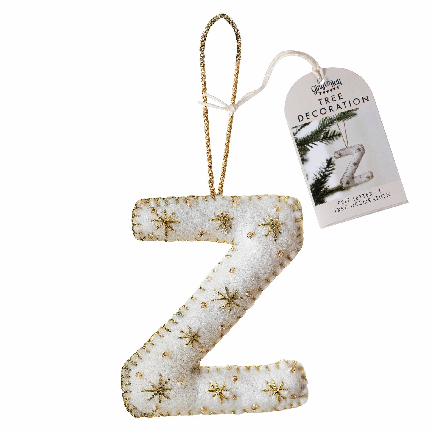 Alphabet Initial Embroidered Felt Christmas Tree Decoration