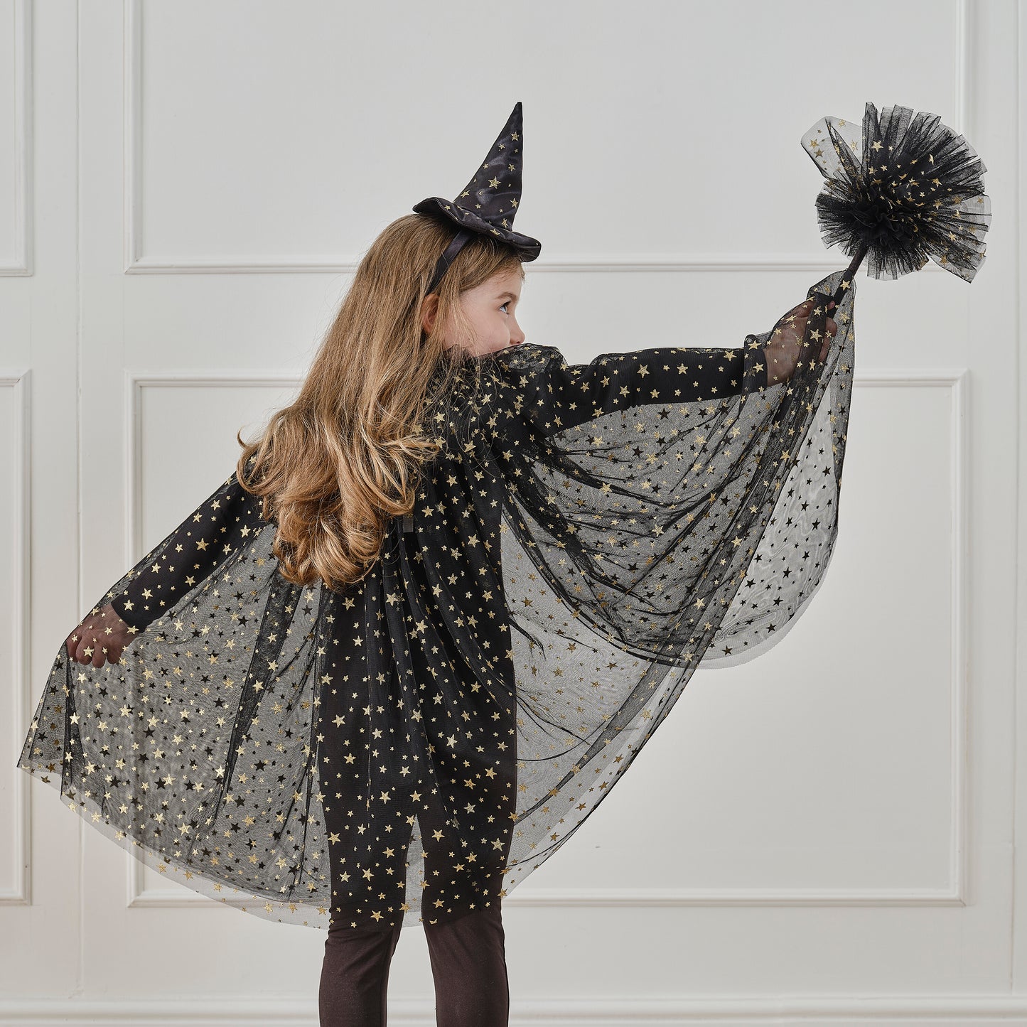 Black & Gold Star Witch Costume Cape