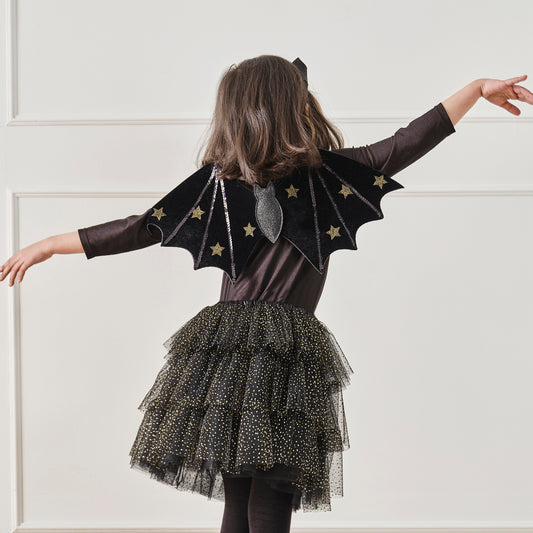 Black & Gold Sparkle Halloween Bat Costume