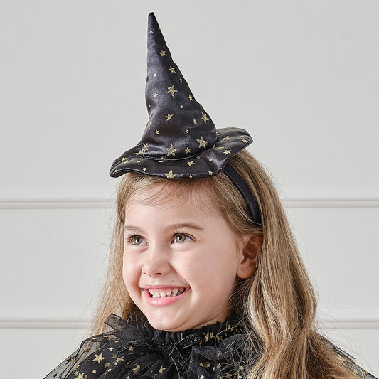 Black & Gold Star Witch Hat Headband