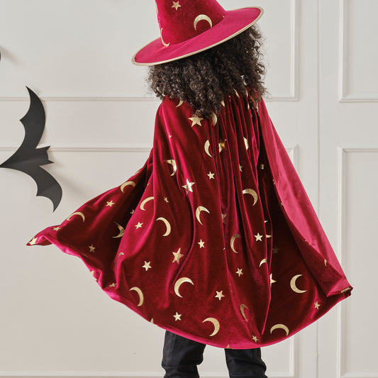 Burgundy Velvet Magician Costume Cape