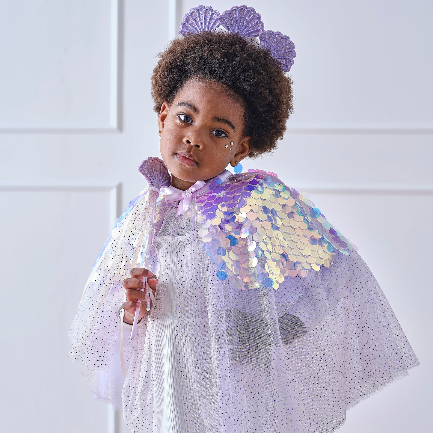 Purple Sequin Mermaid Costume Cape