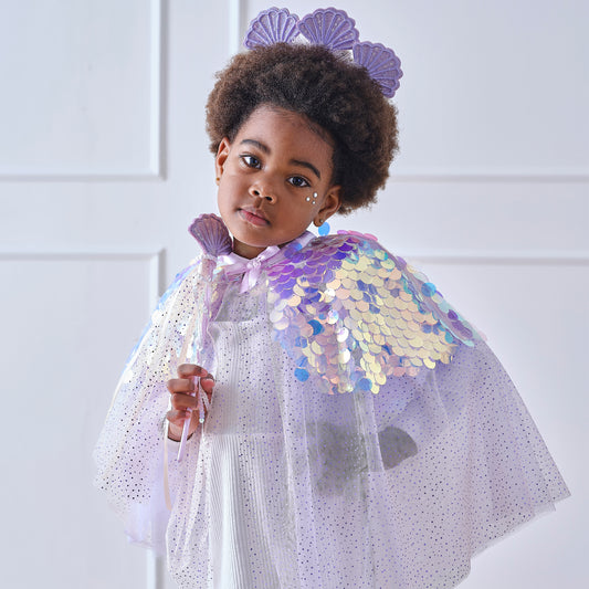 Purple Sequin Mermaid Costume Cape