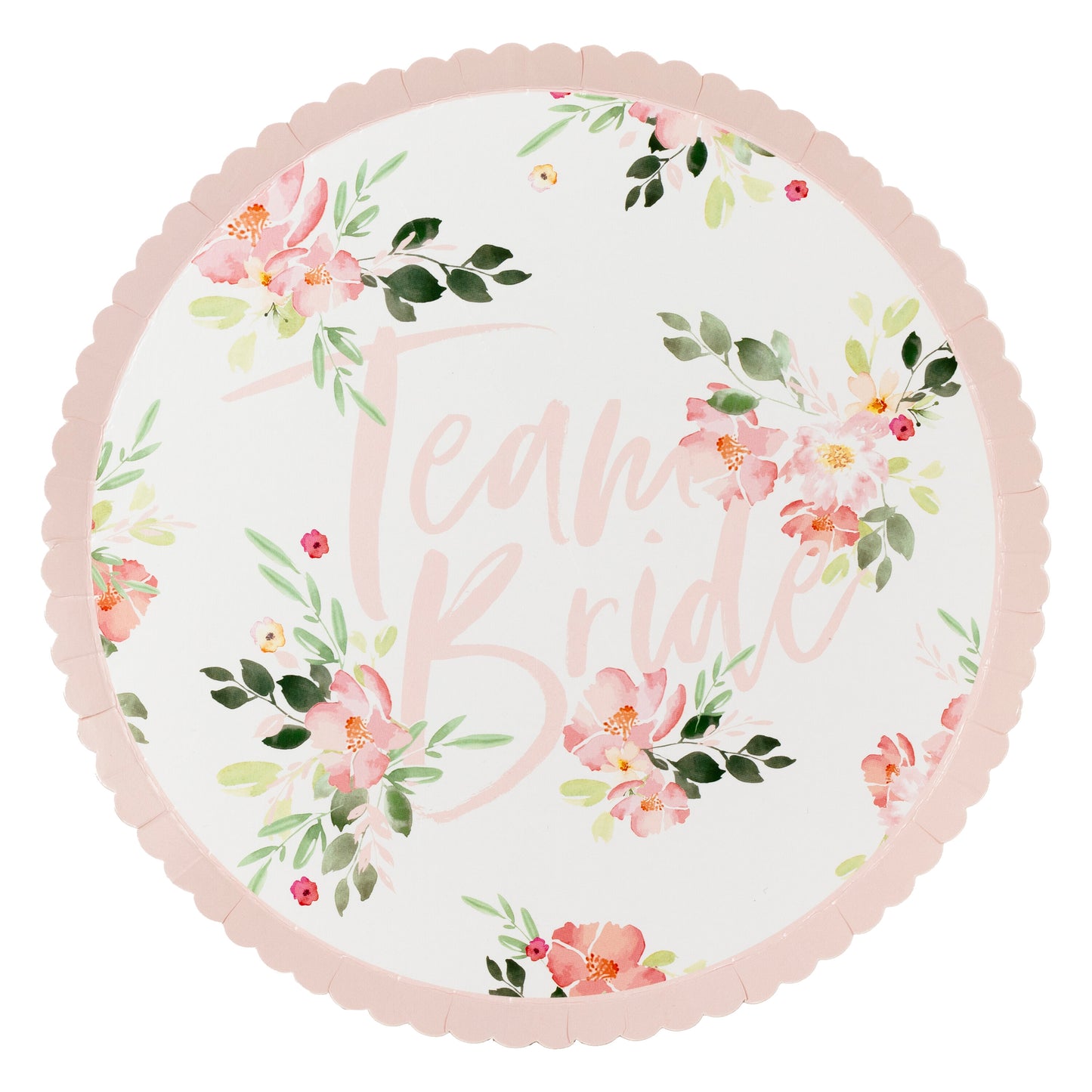 Team Bride Pink Floral Plates