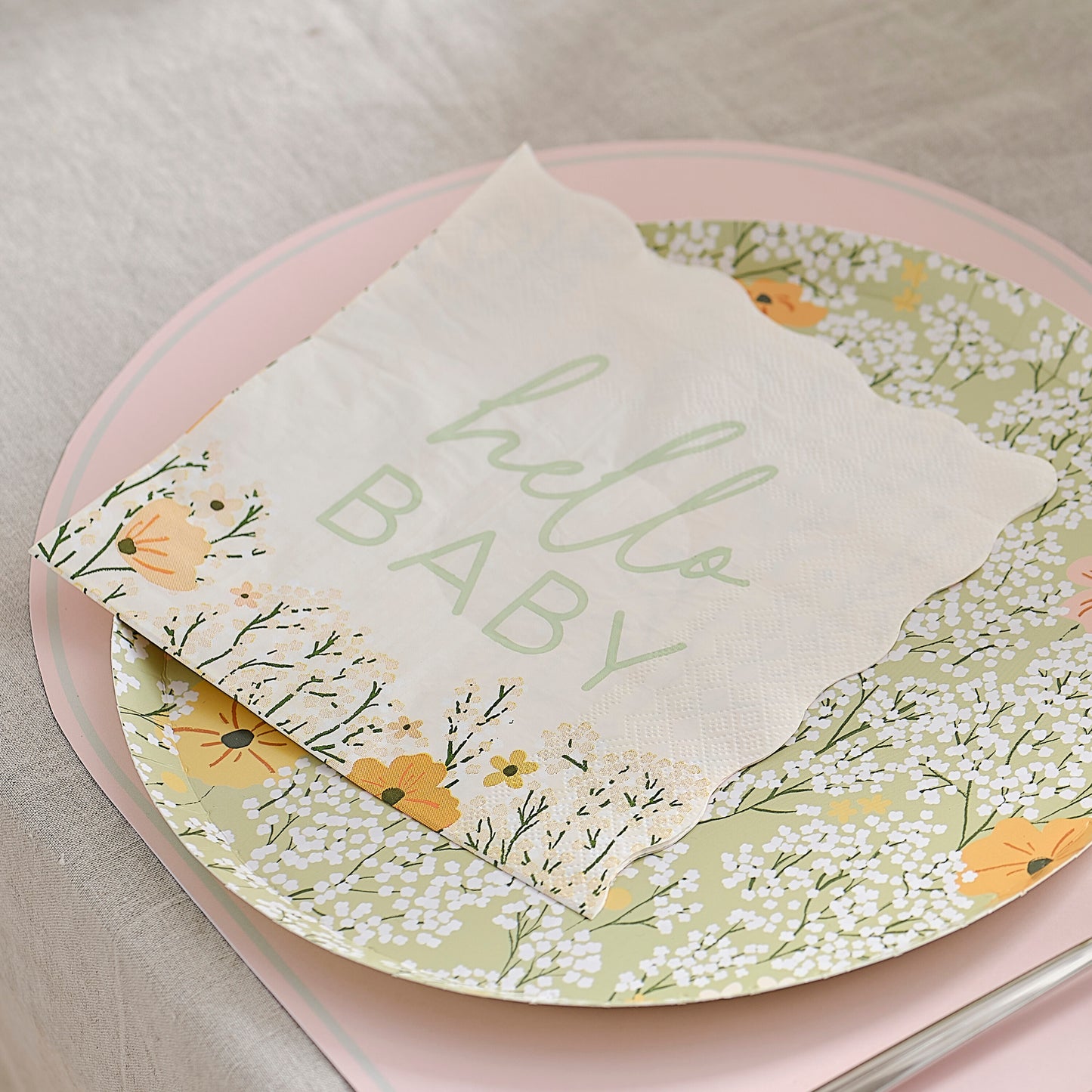 Hello Baby Floral Baby Shower Napkins