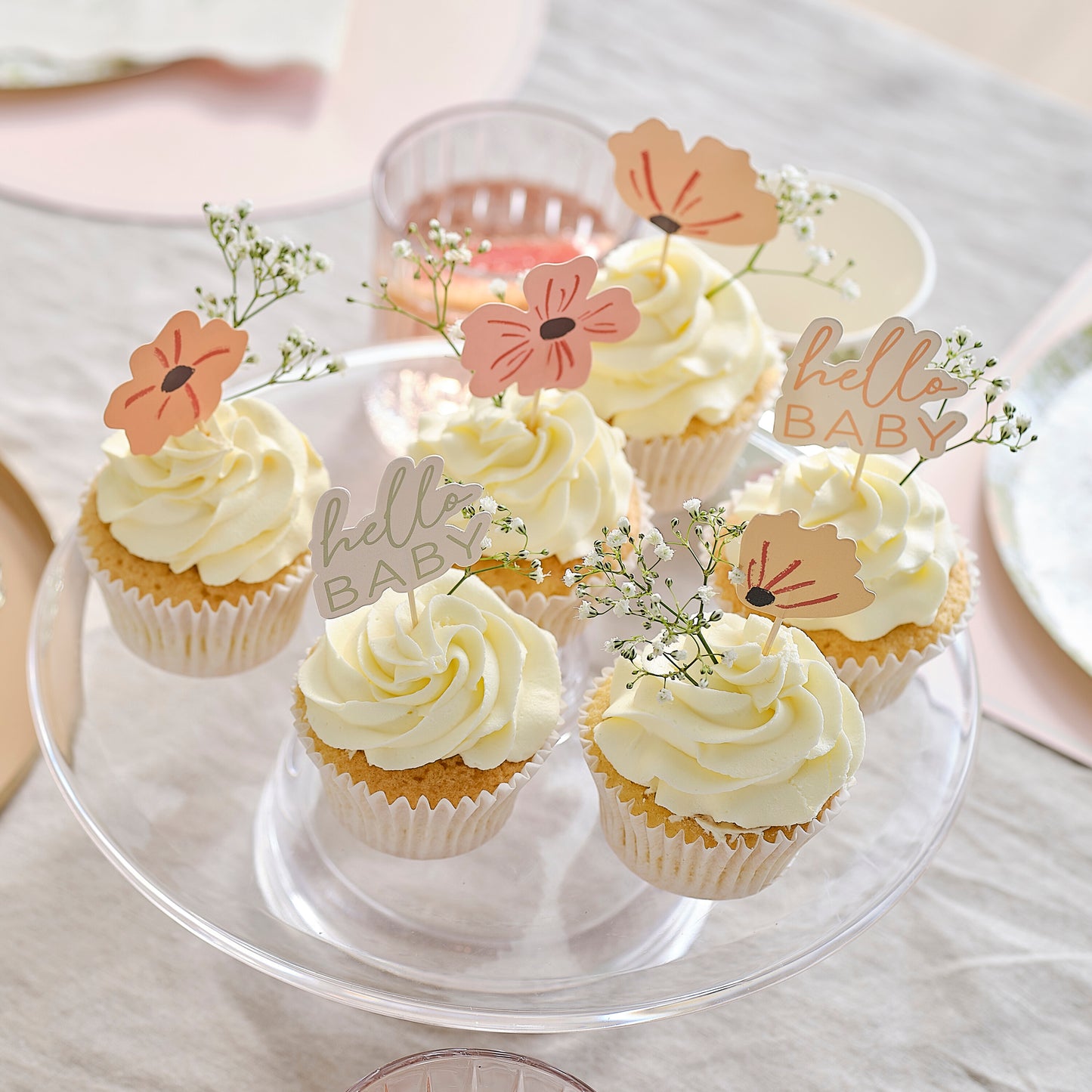 Floral Baby Shower Cupcake Toppers