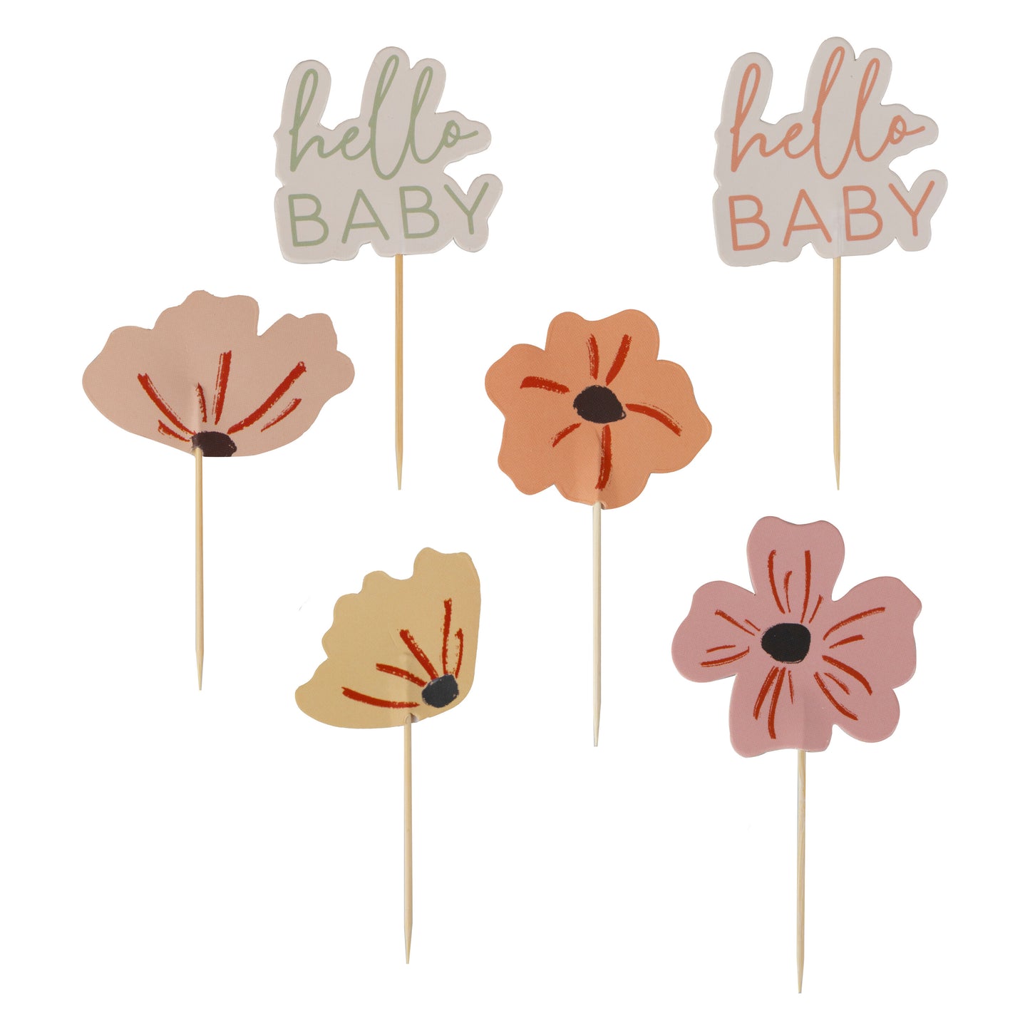 Floral Baby Shower Cupcake Toppers