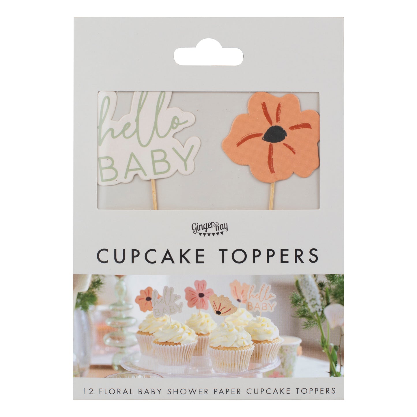 Floral Baby Shower Cupcake Toppers