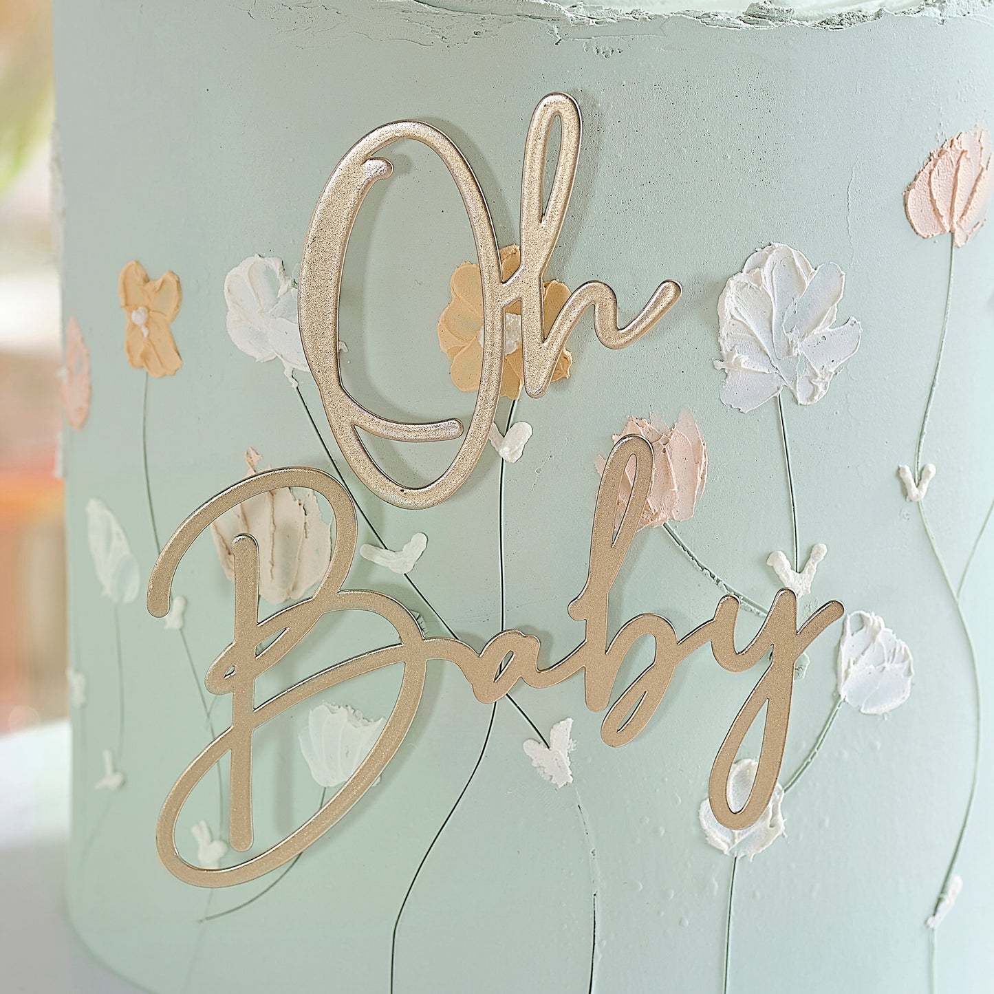 Oh Baby Gold Metal Baby Shower Cake Topper