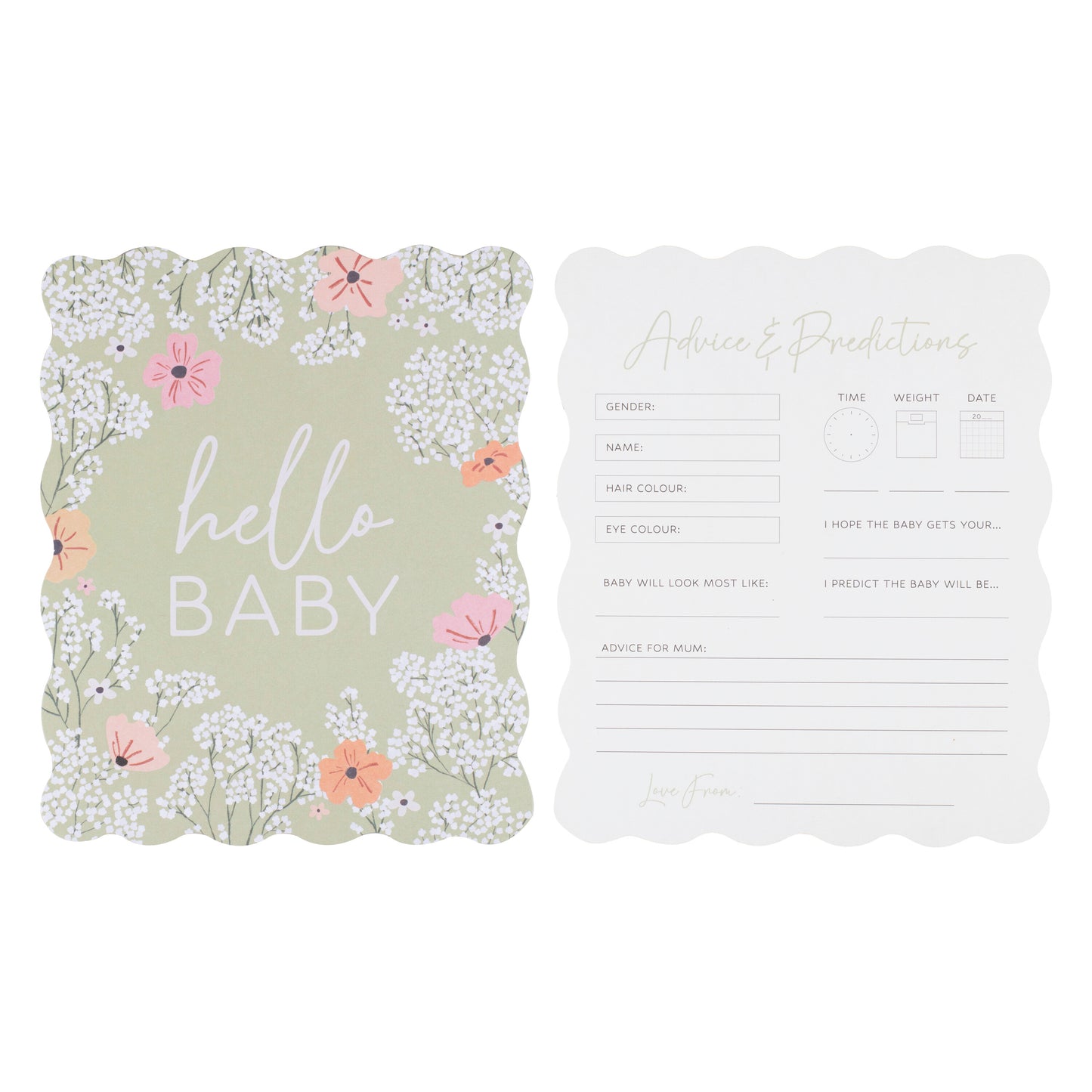 Floral Baby Shower Prediction Game Cards