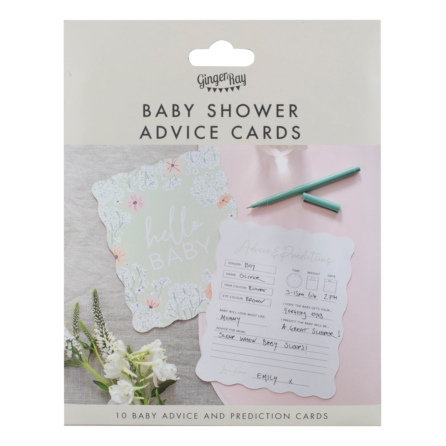 Floral Baby Shower Prediction Game Cards