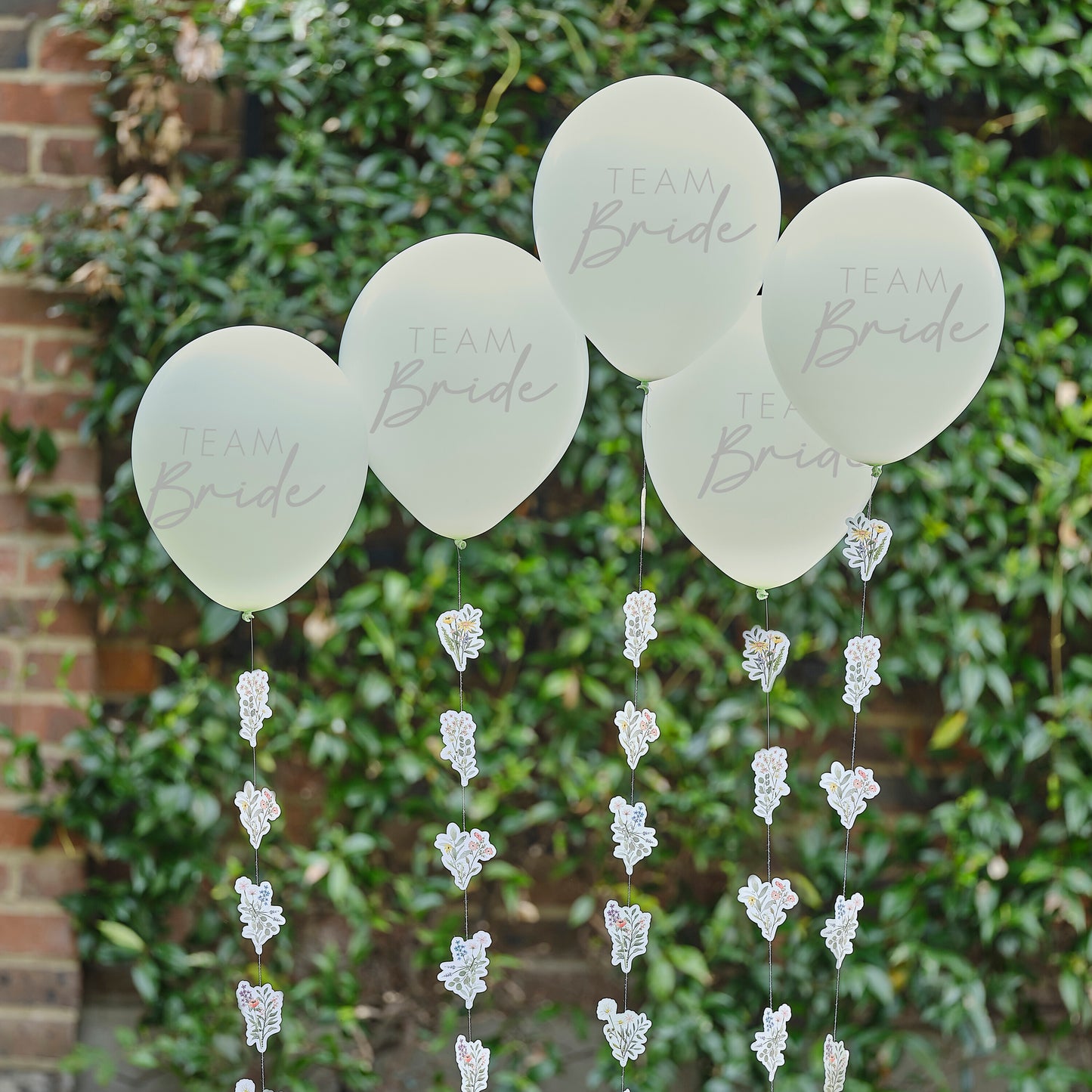 Team Bride Hen Party Balloons with Floral Balloon Tails