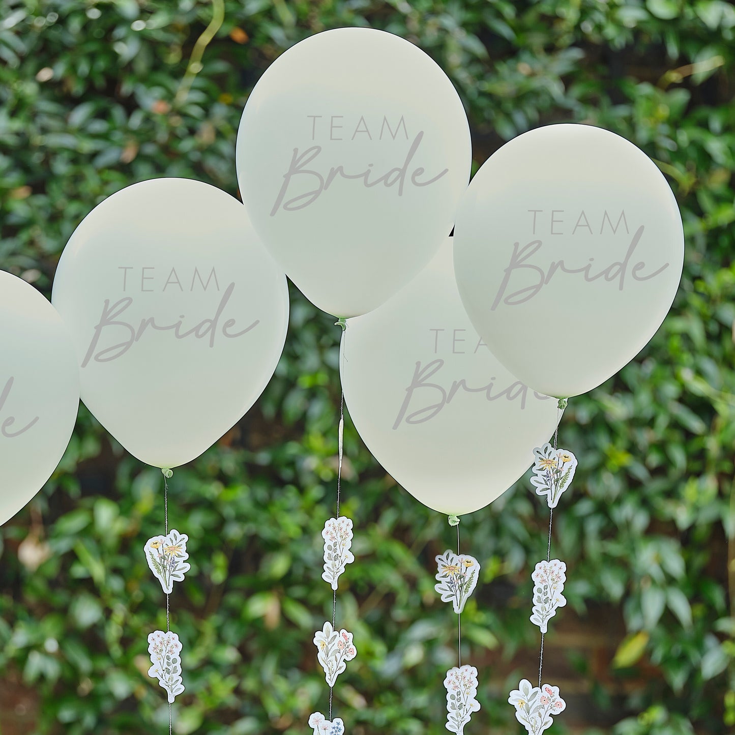Team Bride Hen Party Balloons with Floral Balloon Tails