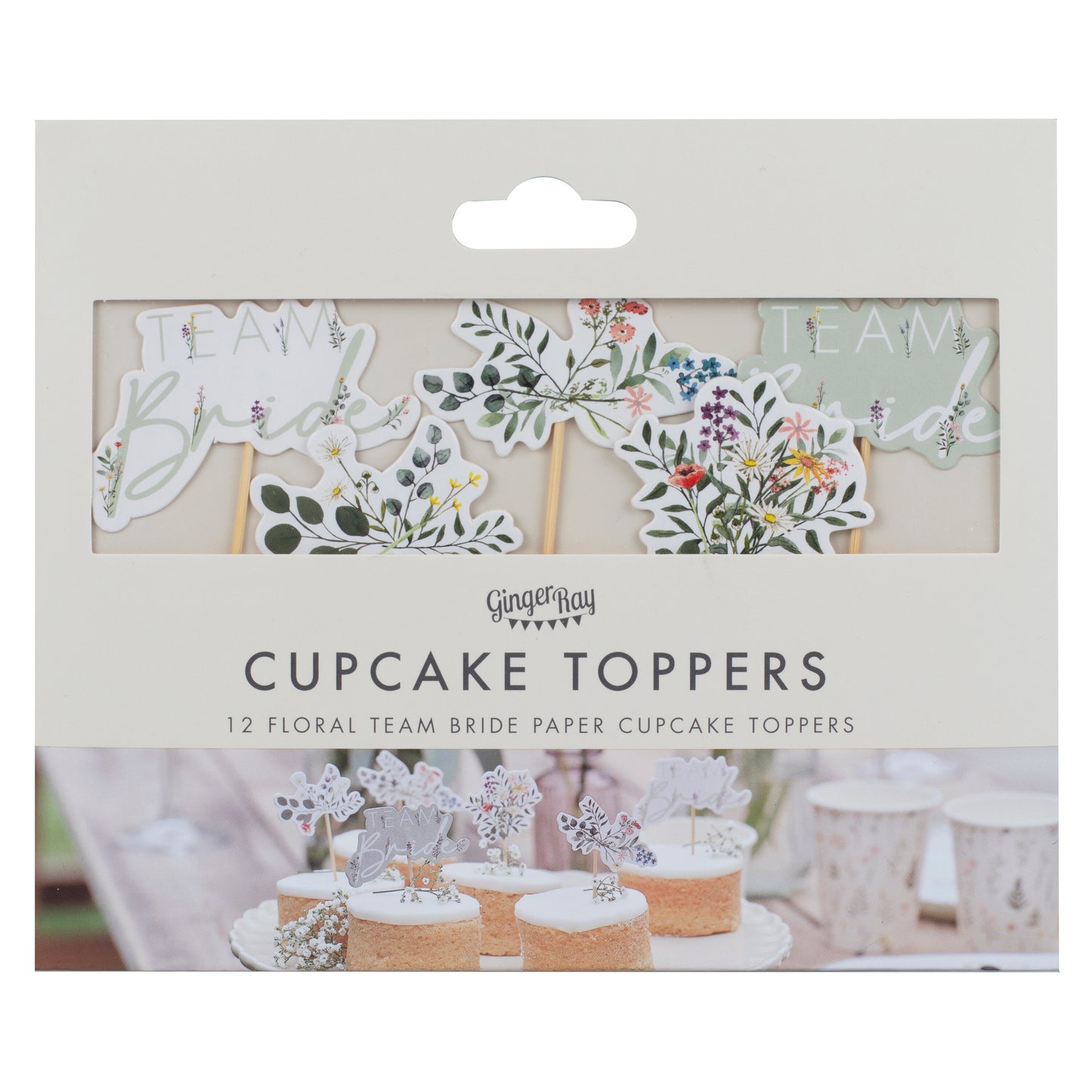 Floral Team Bride Hen Party Cupcake Toppers