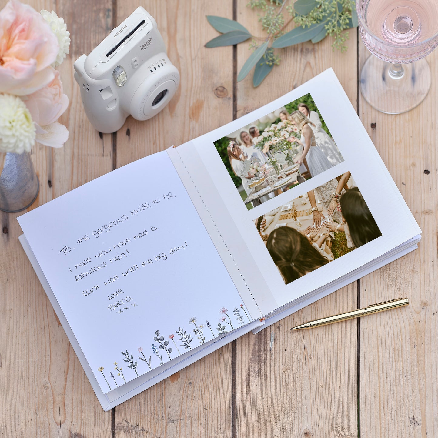 Floral Team Bride Hen Party Guest Book & Photo Album