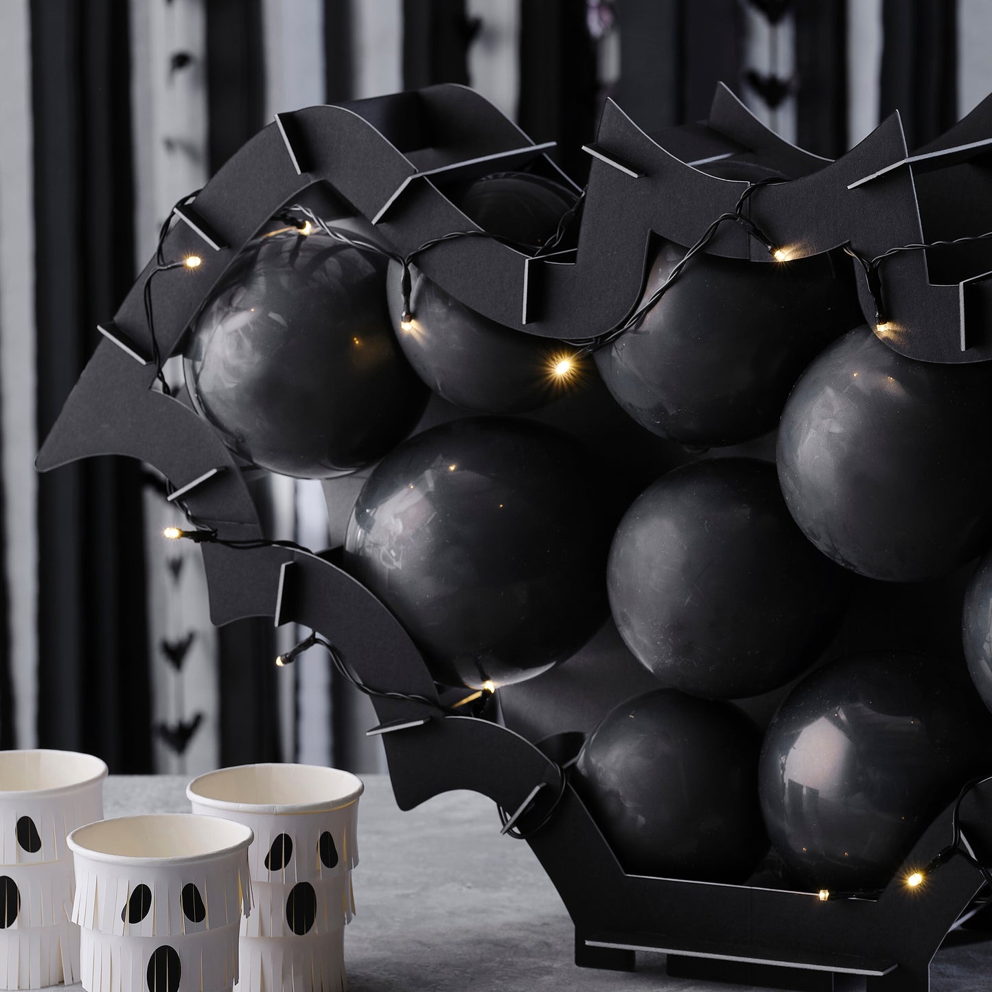 Bat Shaped Halloween Balloon Mosaic Stand Kit with Balloons & Lights