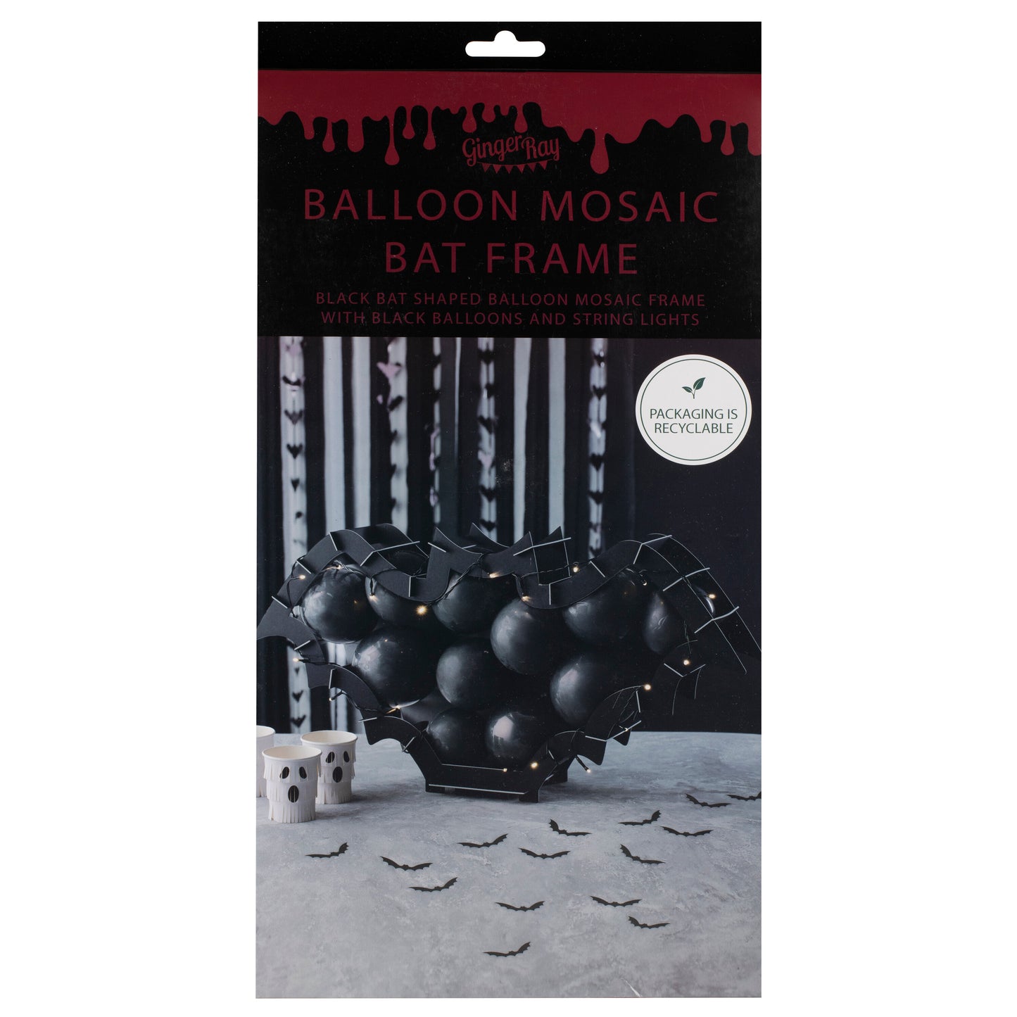 Bat Shaped Halloween Balloon Mosaic Stand Kit with Balloons & Lights