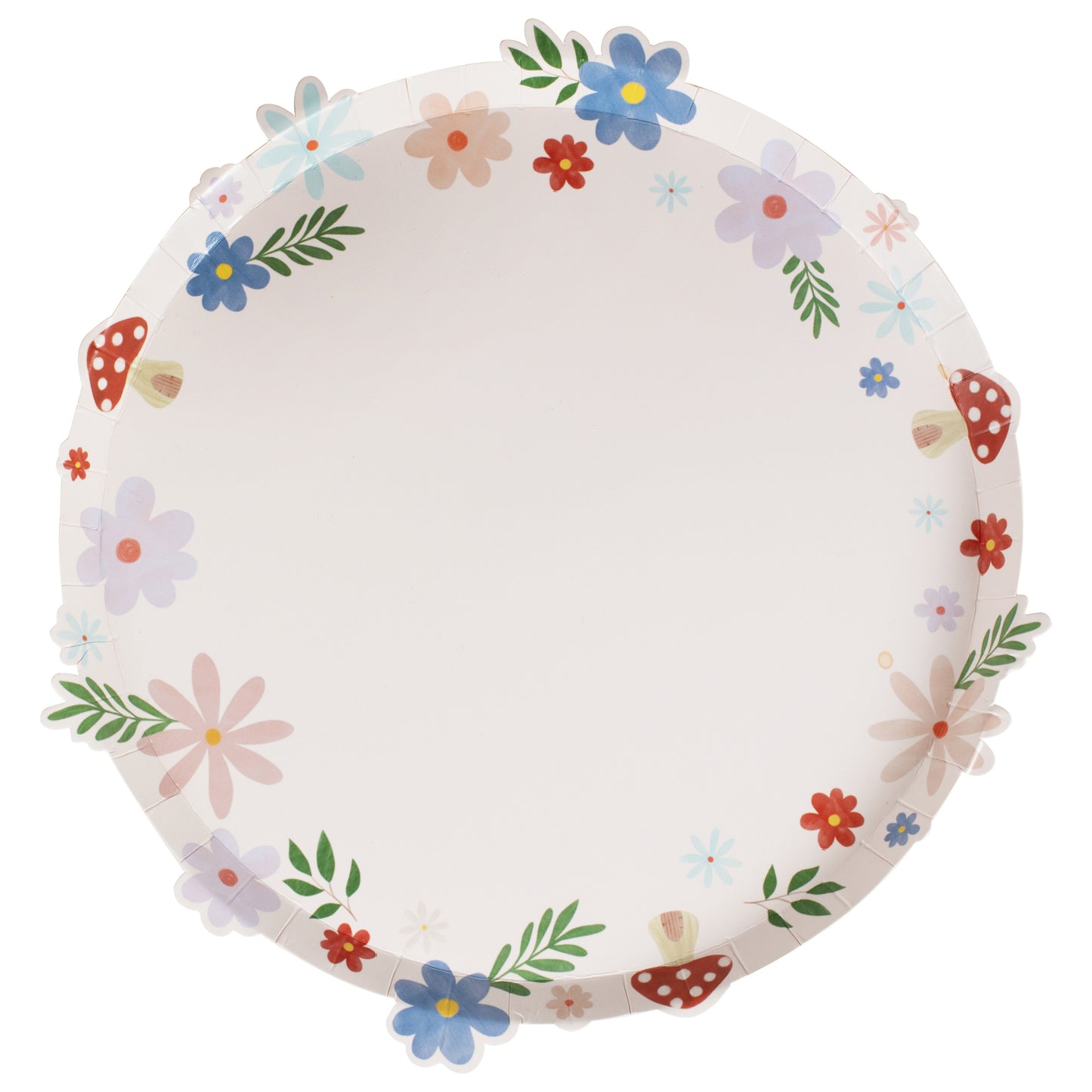 Floral Paper Plates with Toadstools