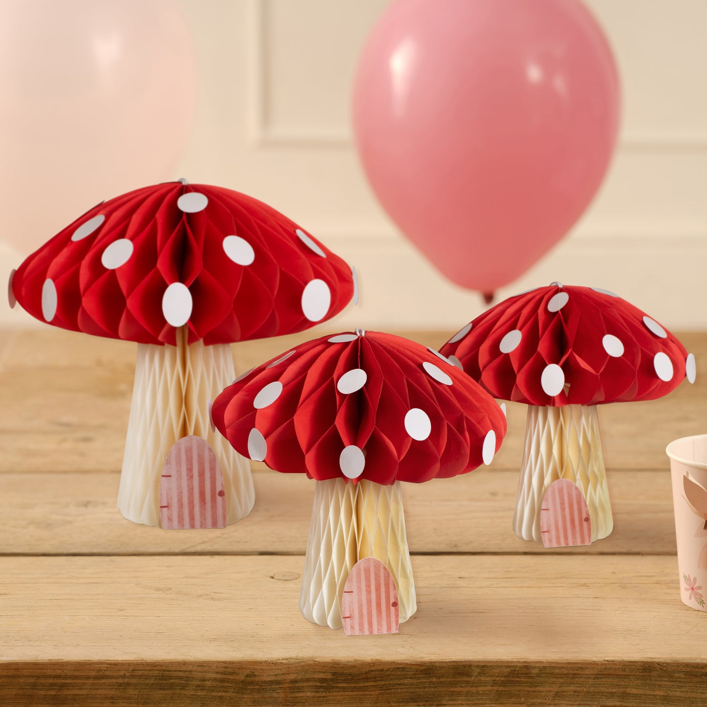 Paper Honeycomb Toadstool Decorations