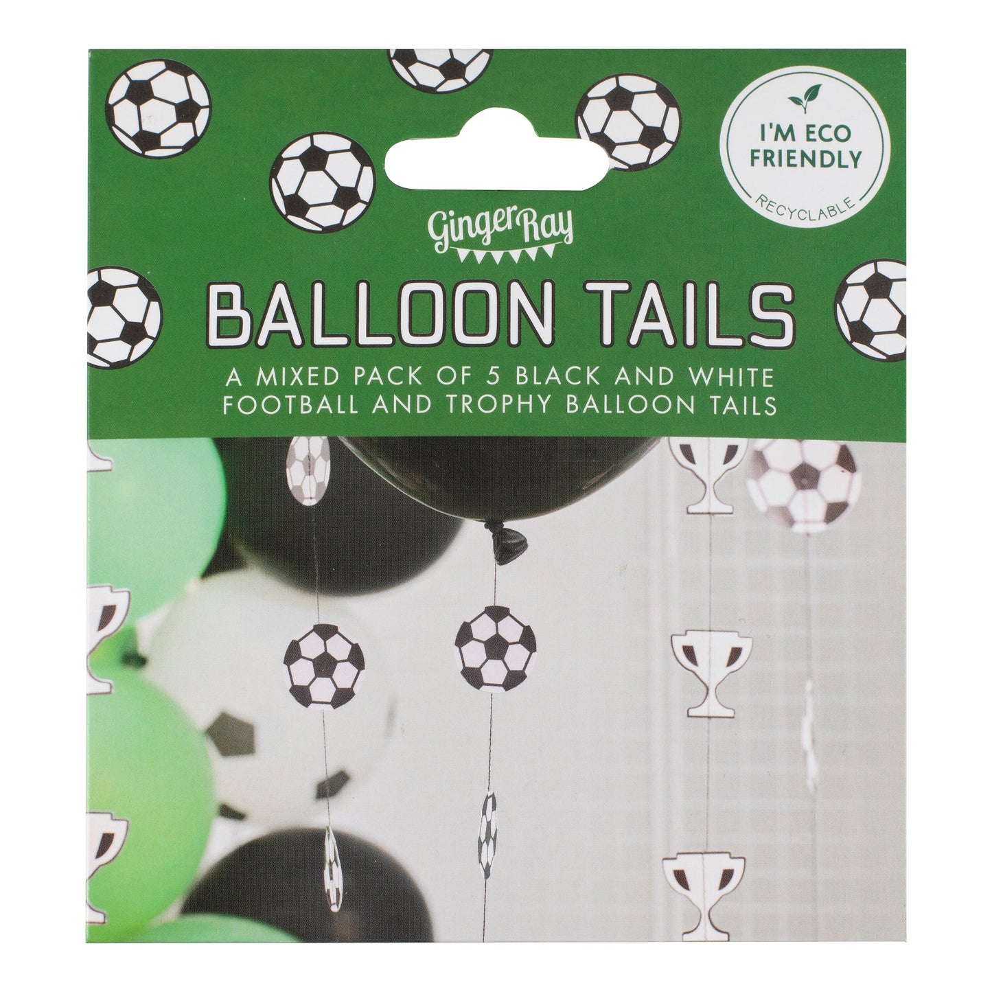 Black and White Football Balloon Tails