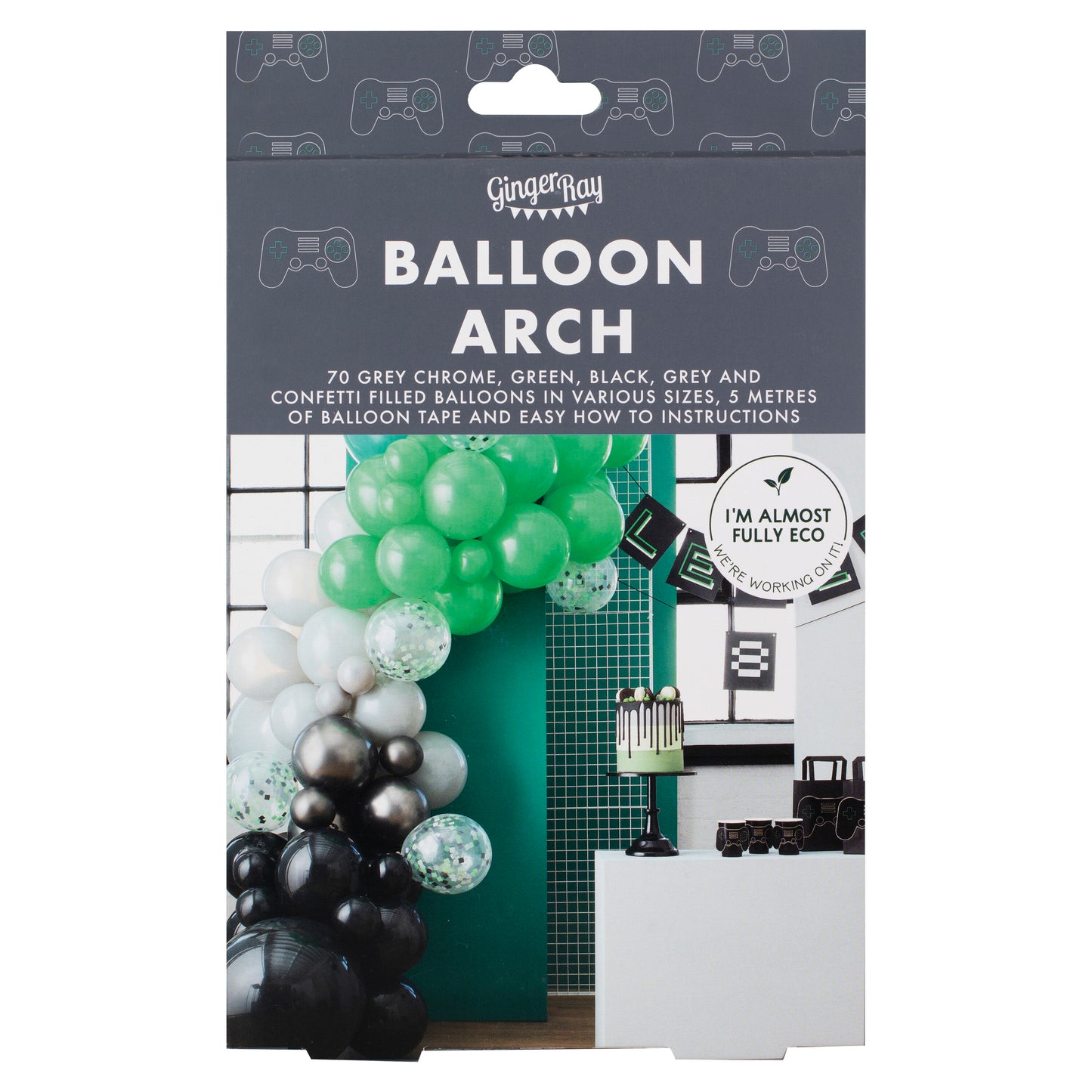 Black, Green and Grey Balloon Arch