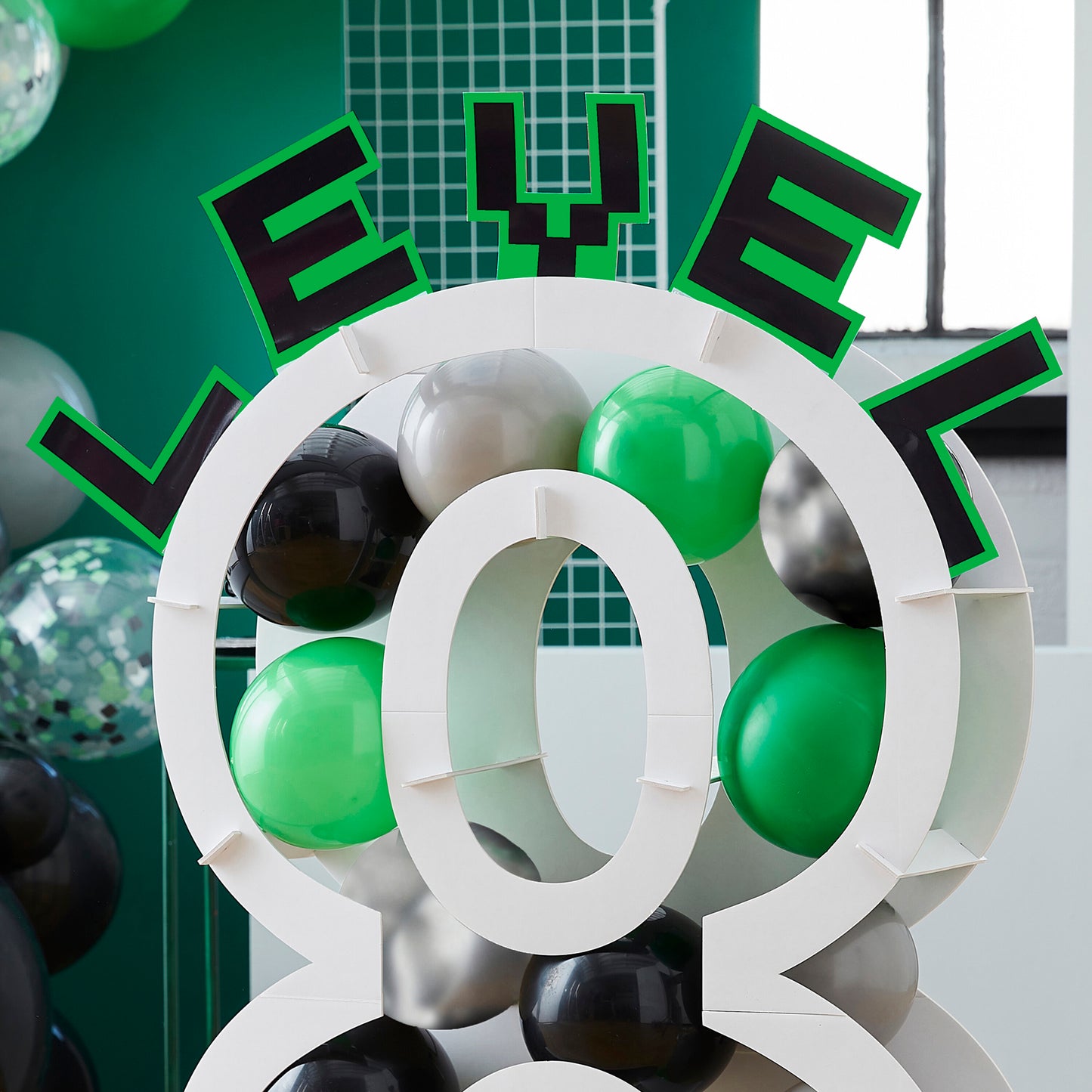Black, Green and Grey Balloon Mosaic Balloon Pack with Letters