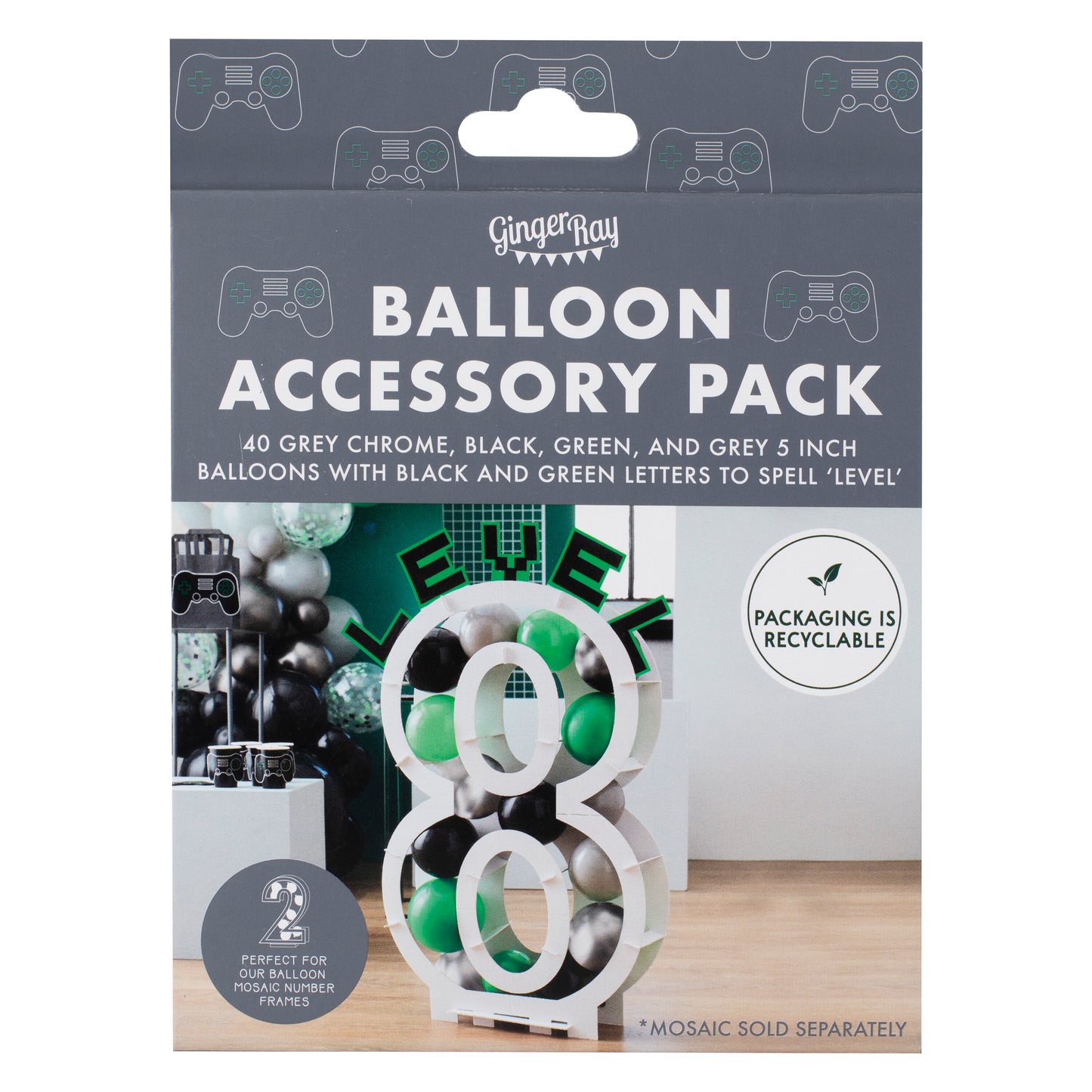 Black, Green and Grey Balloon Mosaic Balloon Pack with Letters