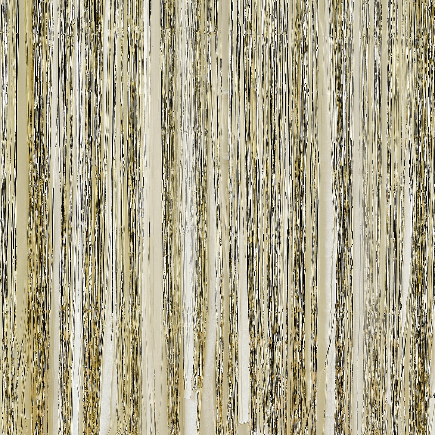 Gold Foil Curtain Backdrop with Cream Paper Streamers