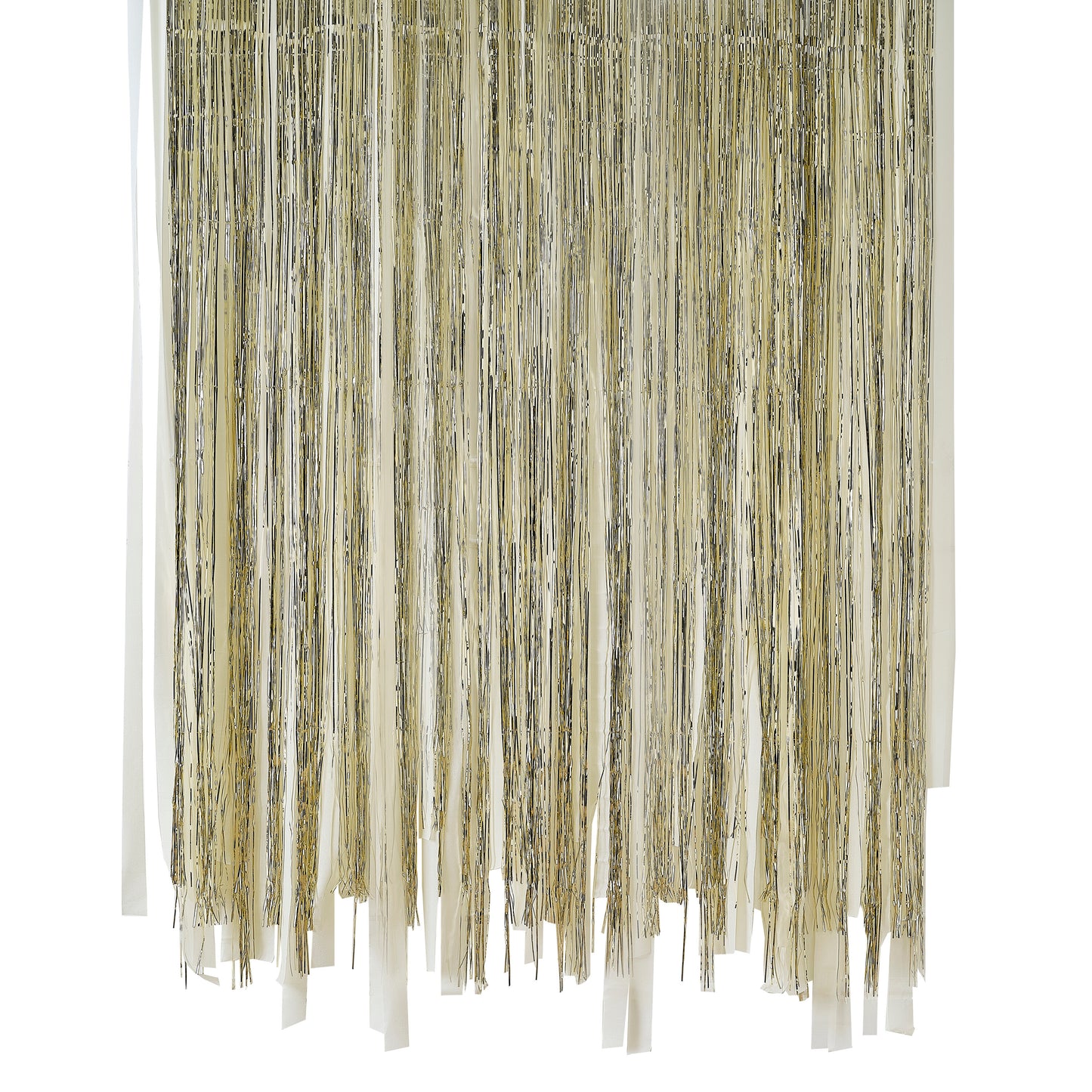 Gold Foil Curtain Backdrop with Cream Paper Streamers