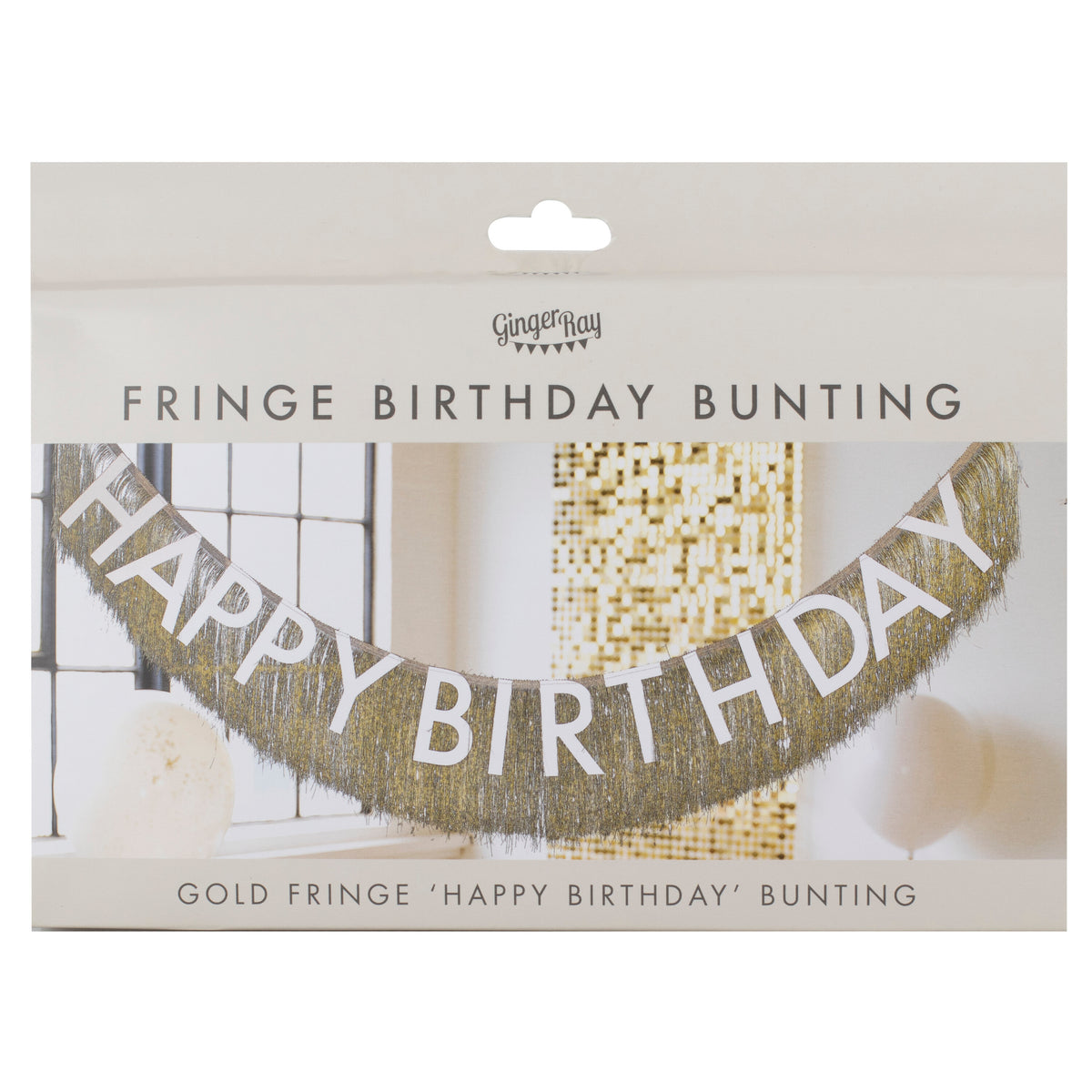 Gold Fringe Happy Birthday Bunting
