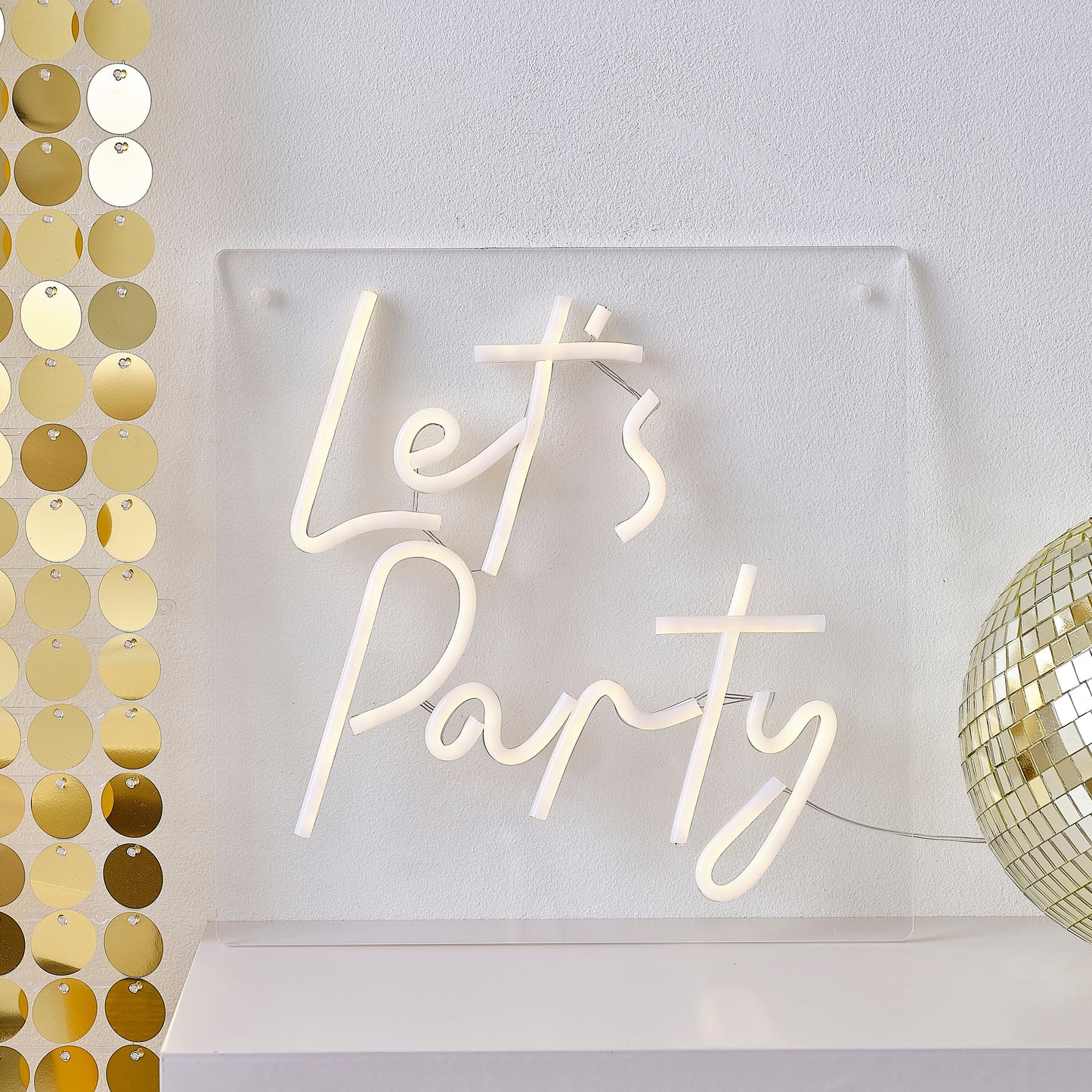 White Let's Party Neon Light