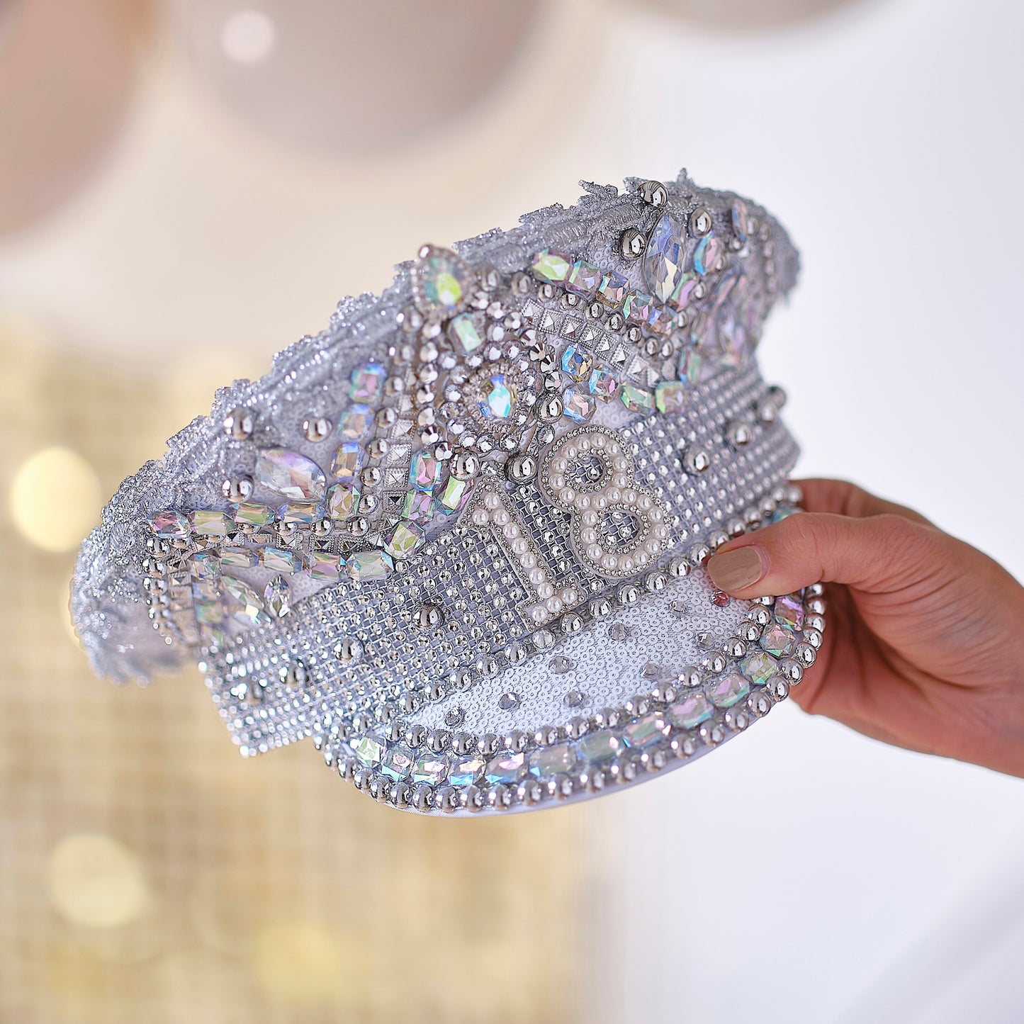 Rhinestone & Pearl Embellished Birthday Hat