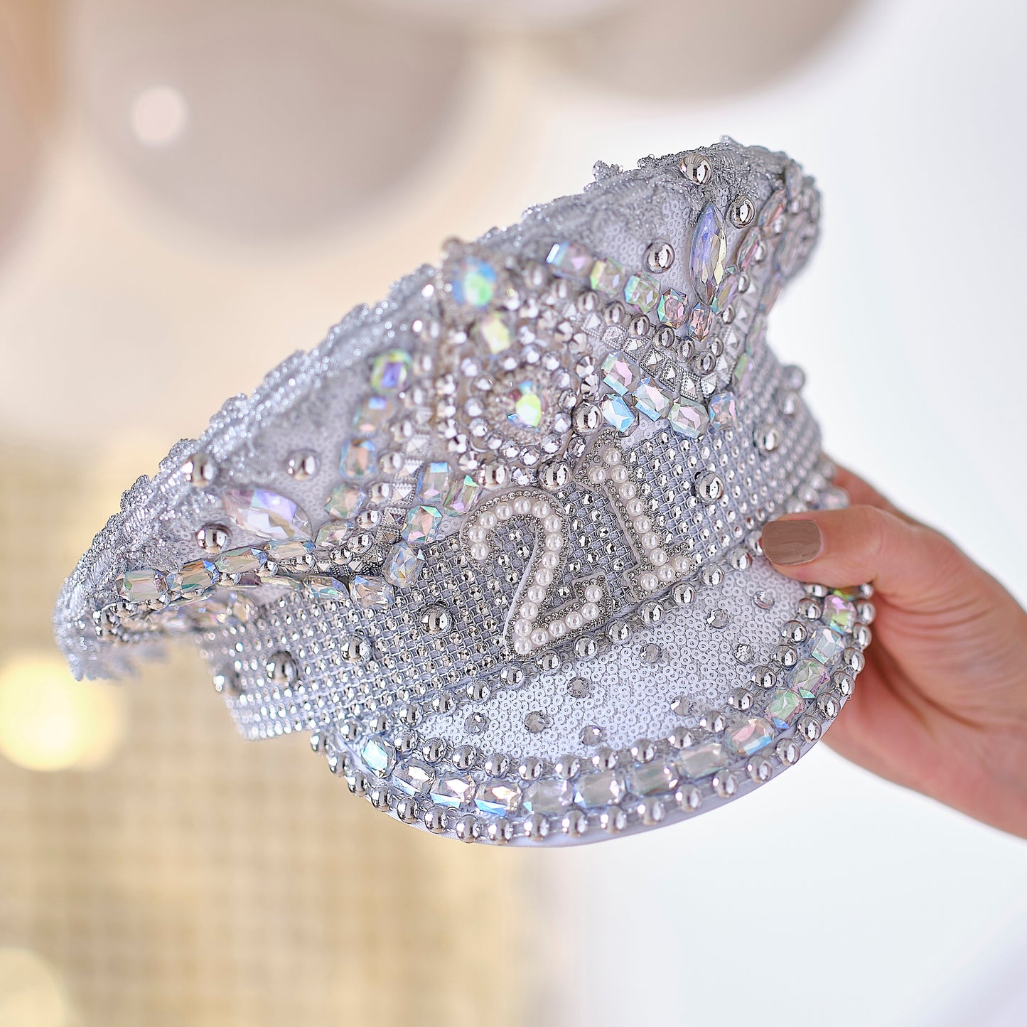 Rhinestone & Pearl Embellished Birthday Hat