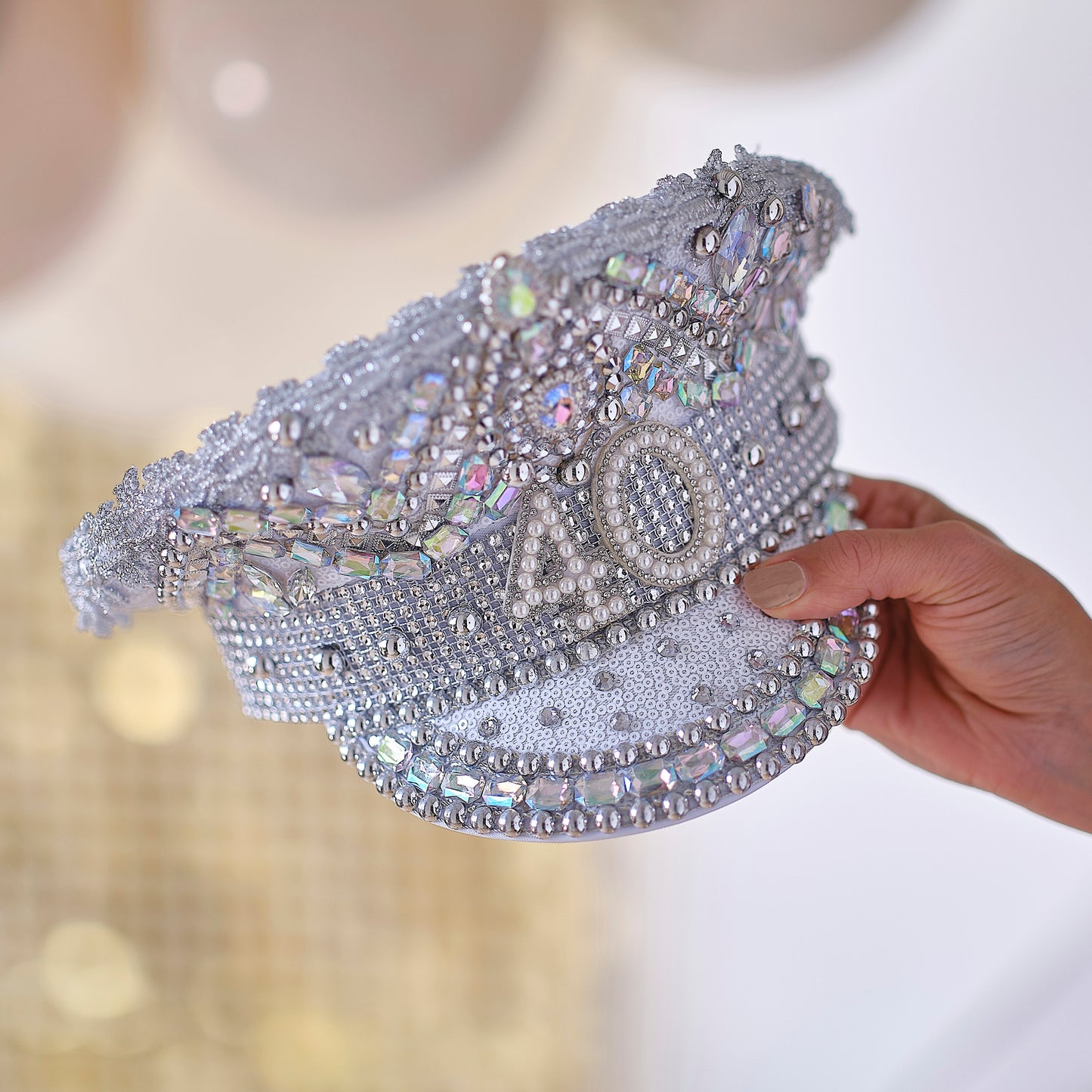 Rhinestone & Pearl Embellished 40th Birthday Hat