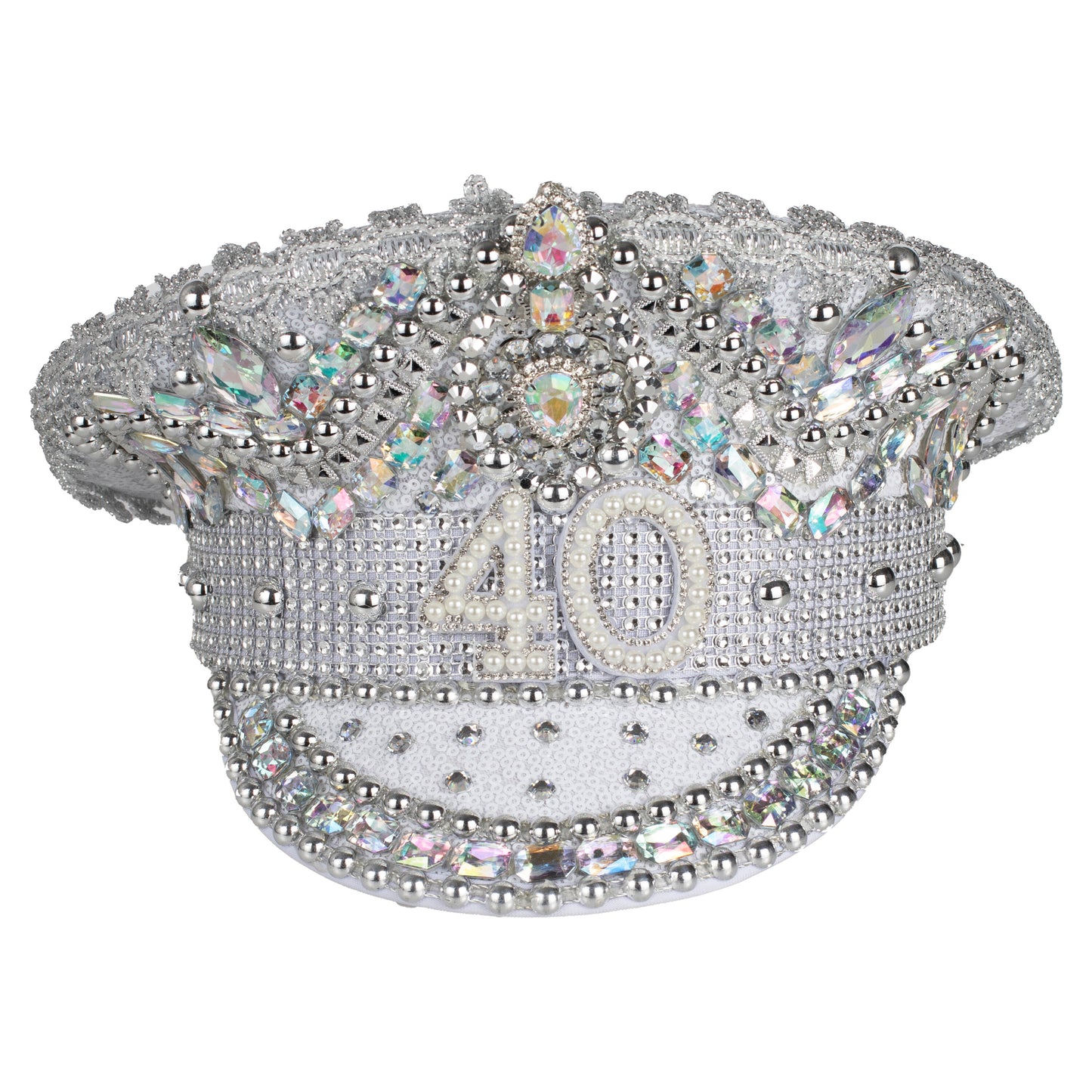 Rhinestone & Pearl Embellished 40th Birthday Hat