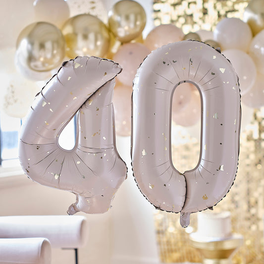 Gold Speckle 40th Birthday Balloons