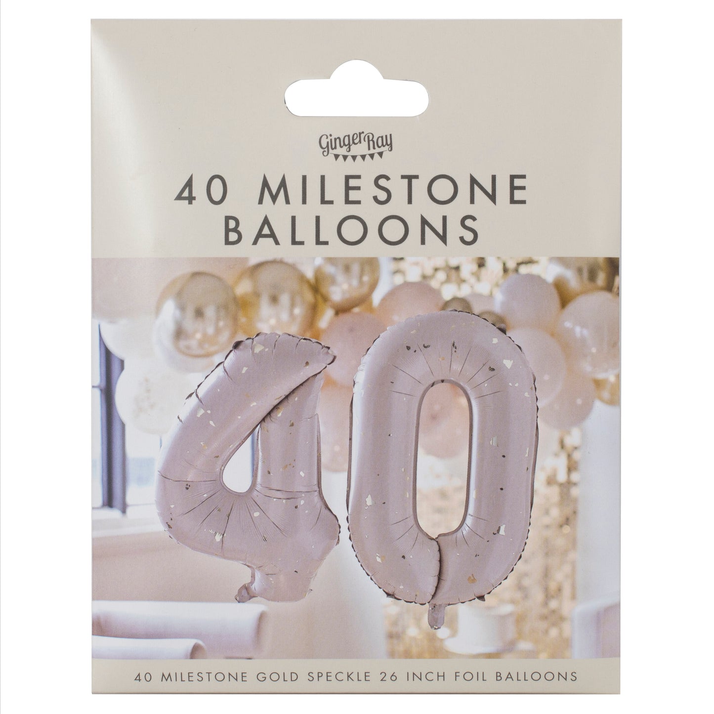 Gold Speckle 40th Birthday Balloons