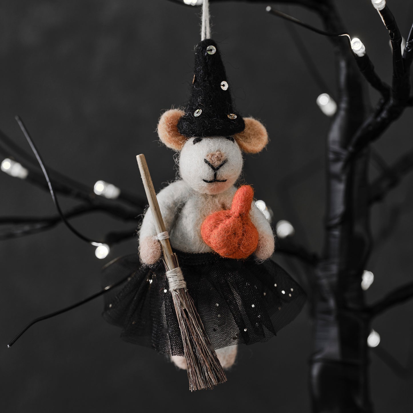 Felt Witch Mouse Halloween Tree Decoration