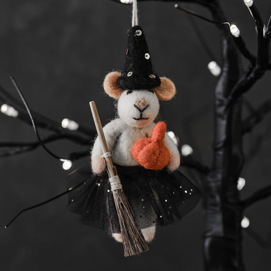 Felt Witch Mouse Halloween Tree Decoration