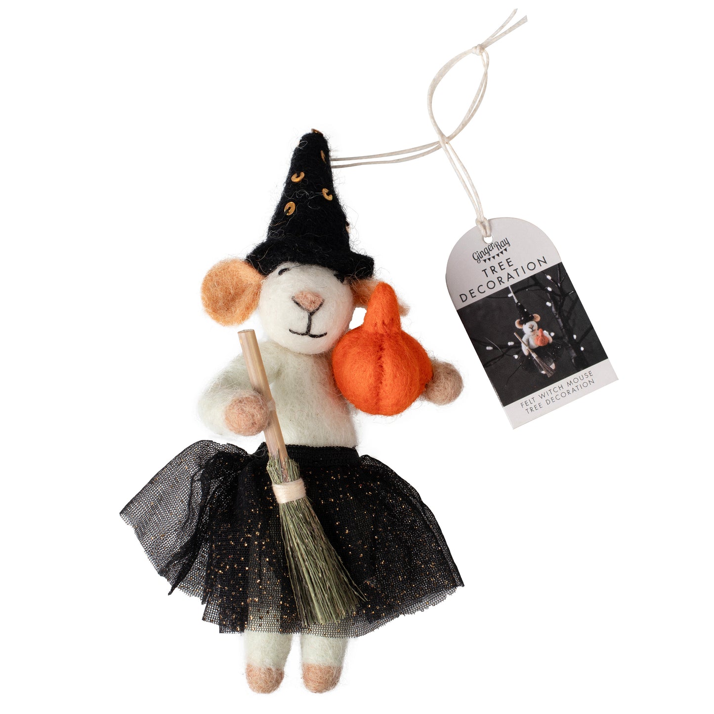 Felt Witch Mouse Halloween Tree Decoration