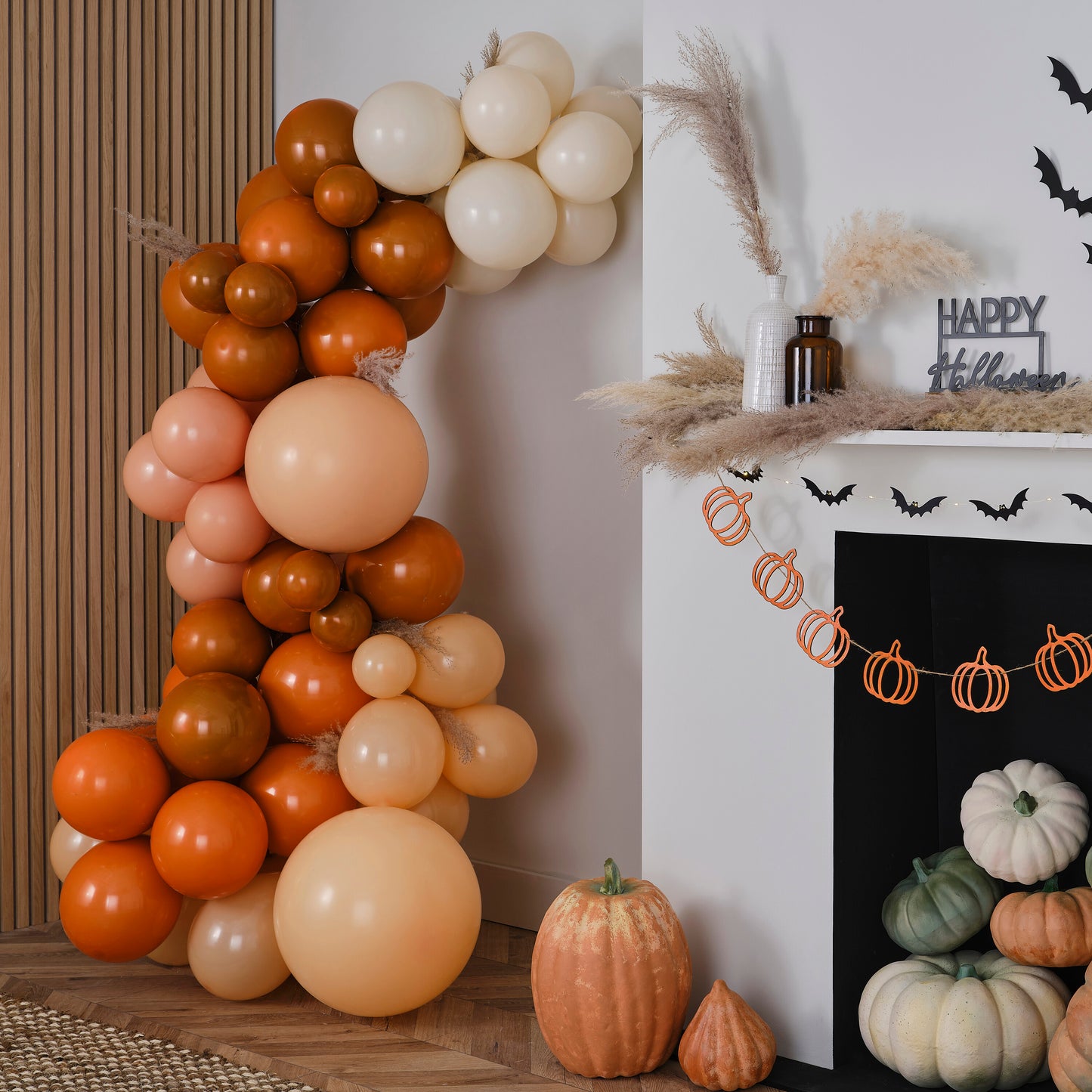 Orange, Sand and Peach Halloween Balloon Arch Kit with Pampas