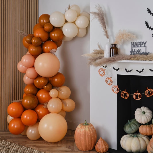 Orange, Sand and Peach Halloween Balloon Arch Kit with Pampas