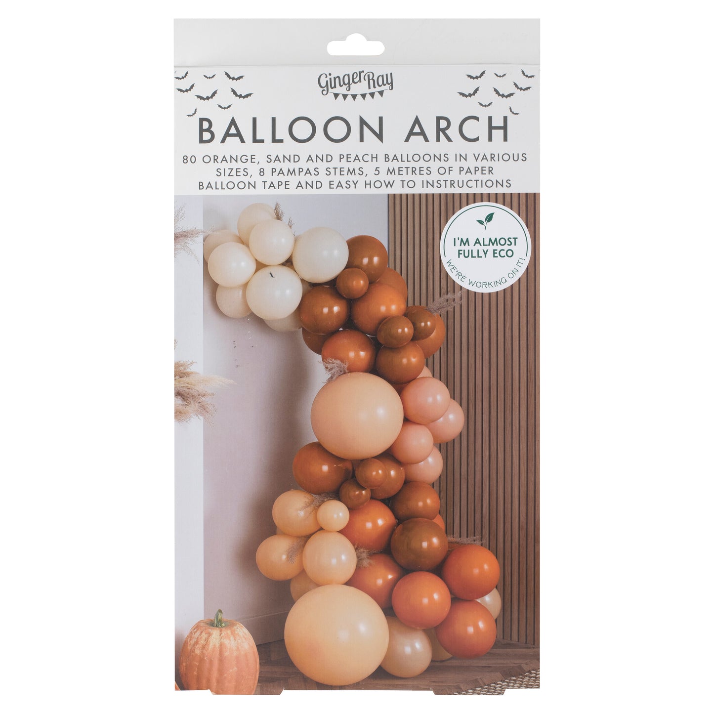 Orange, Sand and Peach Halloween Balloon Arch Kit with Pampas