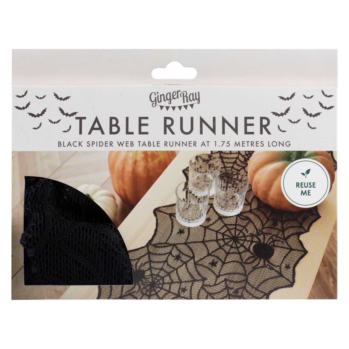 Black Spider Web Halloween Table Runner