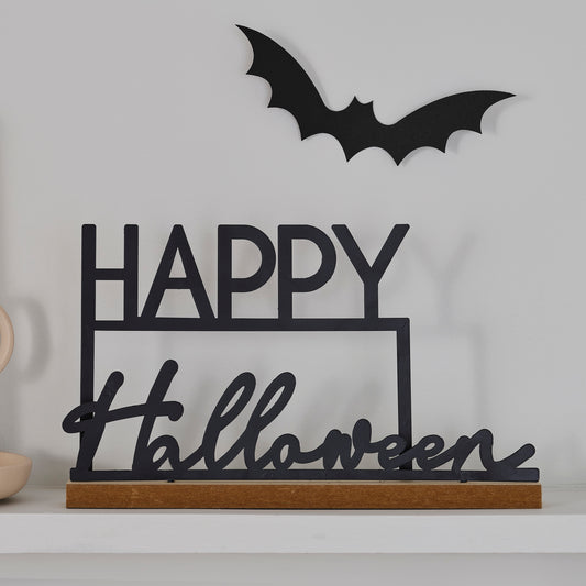 Black Metal Happy Halloween Sign