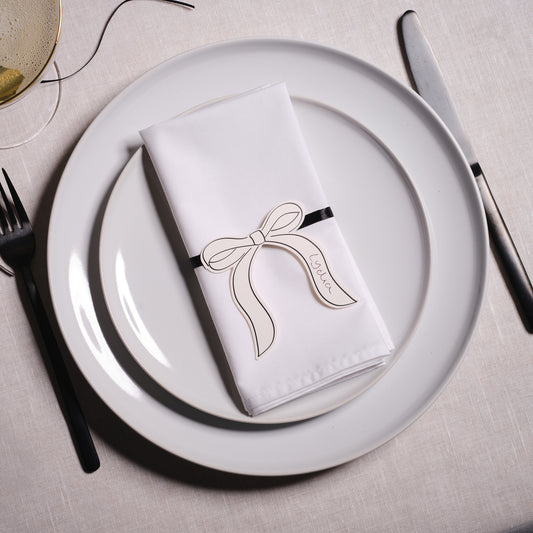 Black and White Bow Shaped Place Cards