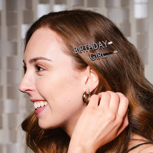 Pearl Embellished 'Birthday Girl' Hair Slides